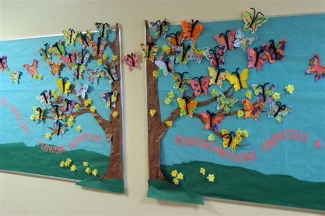 Butterfly Blossoms And Welcoming Spring Bulletin Board Idea Spring Bulletin Boards Butterfly