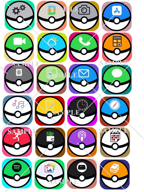 Pokemon PokeBall Aesthetic Icons 48 iOS 14 App Icons | Etsy