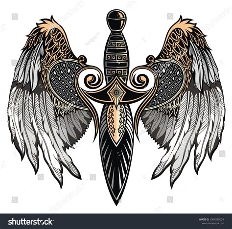 Winged Sword Tattoo Sword Vector Illustration Stock Vector (Royalty Free) 1304575024 | Shutterstock