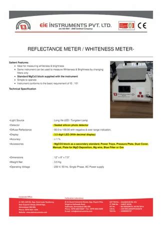 Reflectance Meter Whiteness Meter At Rs 40500 Reflectance Meter In