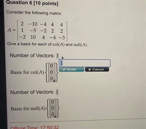 Solved Question 6 10 Points Consider The Following Matrix Chegg