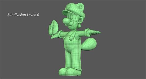 Raccoon Tail Luigi Super Mario Bros Character Super Leaf 3d Model 69