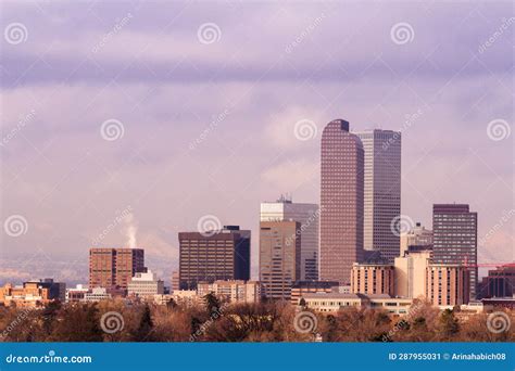 Downtown Denver stock image. Image of winter, snow, mountain - 287955031