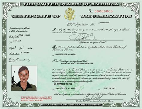 Naturalization Certificate - U.S. Immigration Information