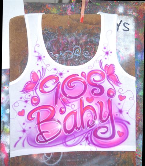 Airbrush 90s Baby Music Note Butterflies Crop Tank Top Name Airbrushed