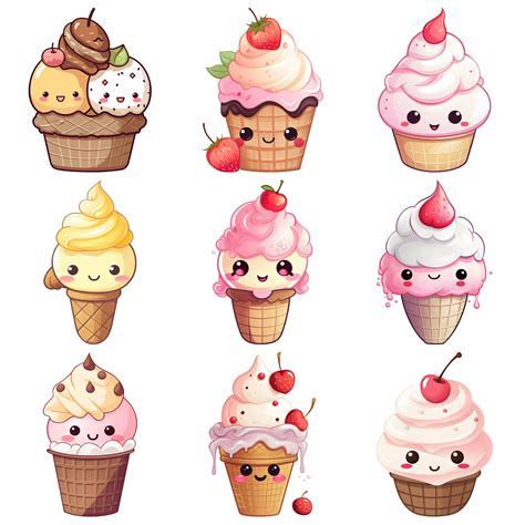 49 Cute Ice Cream Clipart Bundle Set PNG, Transparent, Valentine ...