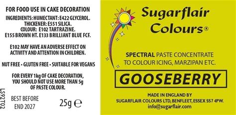 Sugarflair Gooseberry Spectral Food Colouring Paste G Highly