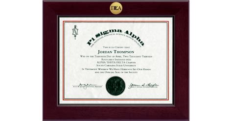 Century Gold Engraved Certificate Frame In Cordova Pi Sigma Alpha Honor