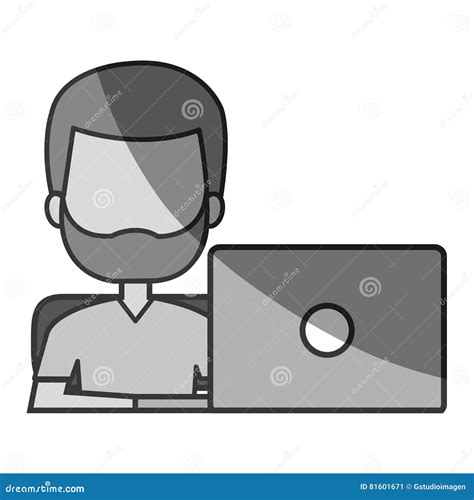 Man Avatar Using Laptop Stock Vector Illustration Of Vector 81601671