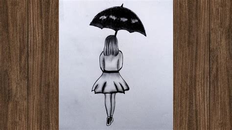 Girl With Umbrella Drawing Step By Step Cute Girl Drawing Easy