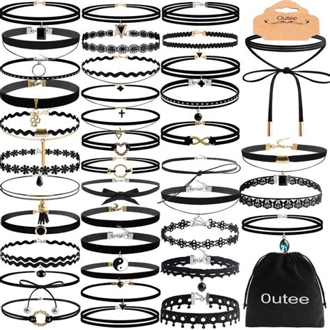 Outee 20 42 Pcs Choker Set Black Chokers Necklaces For Women Choker