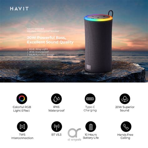 Arqoob Havit Sk Bt Bass Waterproof Bluetooth Speaker Rgb Lights