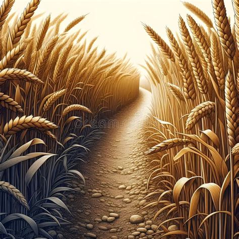 Path Through The Wheatfield Stock Illustration Illustration Of