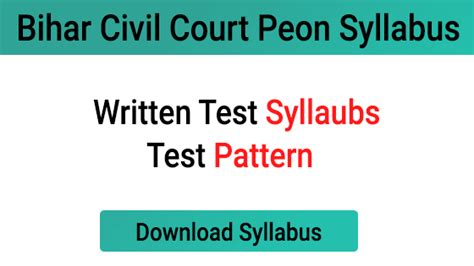 Bihar Civil Court Peon Syllabus In Pdf