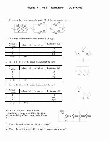 Combination Circuits Worksheets