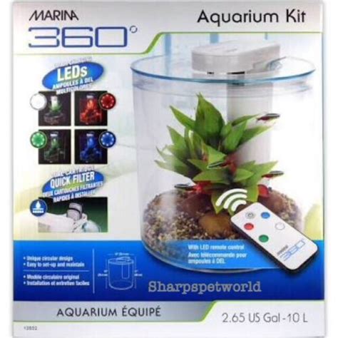 MARINA 360 AQUARIUM KIT FISH TANK 2 65 GALLONS 10 LITRES LED LIGHTING