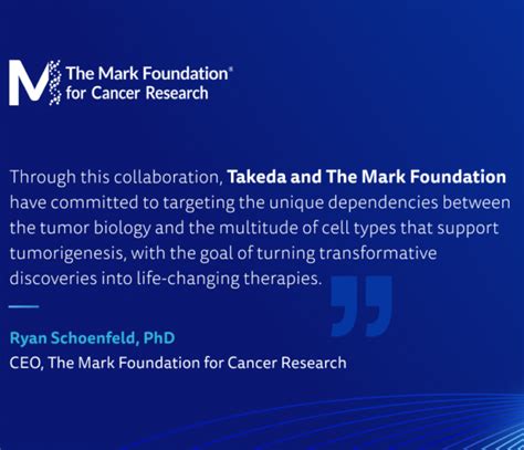 The Mark Foundation For Cancer Research Teams Up With Takeda To Fund Groundbreaking Research To