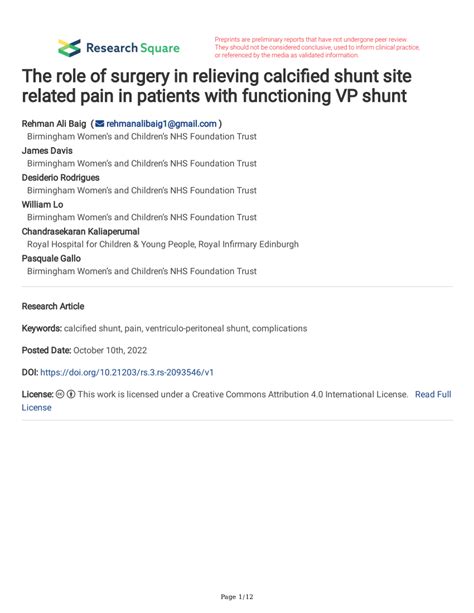 Pdf The Role Of Surgery In Relieving Calcified Shunt Site Related