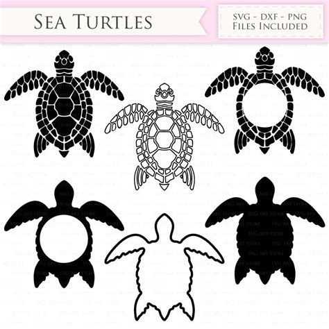 Sea Turtle Svg Turtle Monogram Svg Cut Table Design Svg Dxf Png Use ...