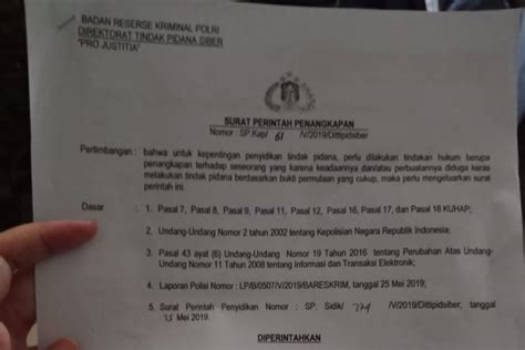 Detail Surat Perintah Penangkapan Koleksi Nomer