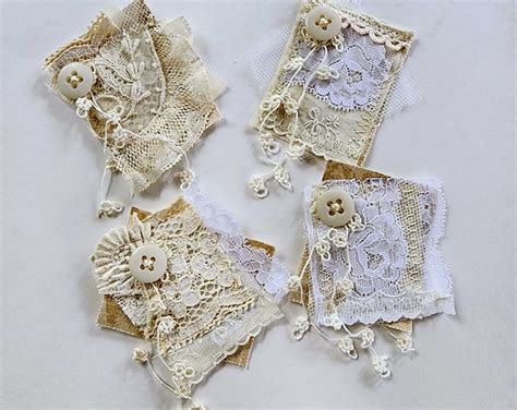 Set Of Lace Fabric Clusters Lace Cluster Junk Journal Ephemera