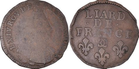 Frankreich 1698 Besançon Münze Louis XIV Liard de France au buste âgé