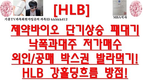 주식투자 Hlb제약바이오 단기상승 패대기낙폭과대주 저가매수외인공매 박스권 발라먹기hlb 강홀딩흐름 방점 Youtube