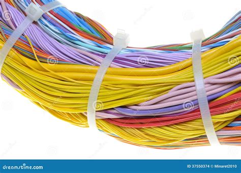 Bundle Of Cables With Cable Ties Stock Images - Image: 37550374