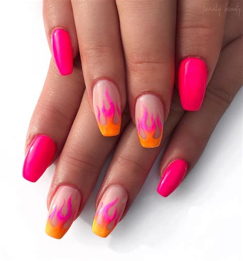 Neon Ombré Flames For Jadeen 🔥 Inspo Chaunlegend Neon Nail Designs Neon Nail Art Neon