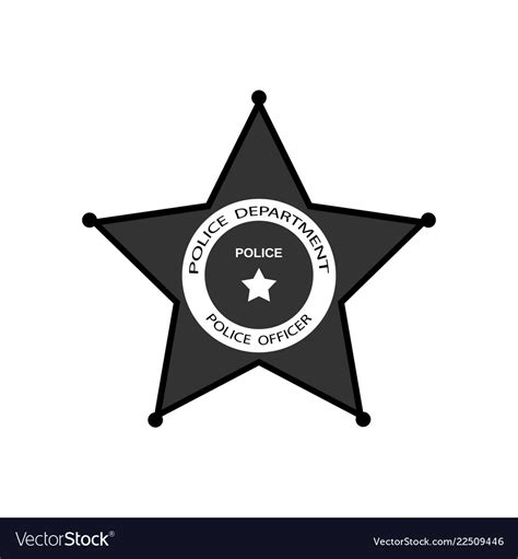 Police badge with star in flat style Royalty Free Vector