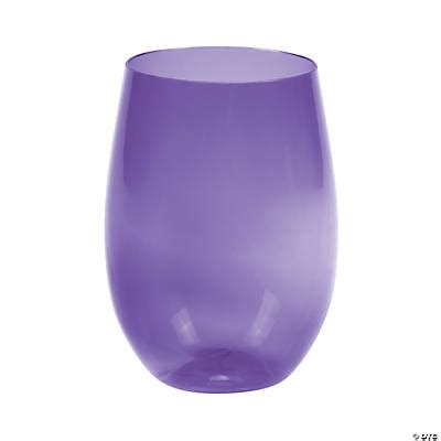 Purple Stemless Plastic Wine Glasses