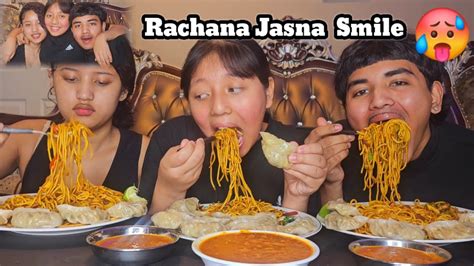 Spicy Pork Chowmein Juicy Pork Mo Mo Rachana Jasna And Smile Mukbang