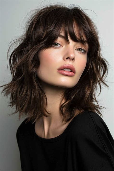 56 Shaggy Lob With Bangs Hairstyle Ideas In 2024 Short Hair With Bangs Short Hair Styles