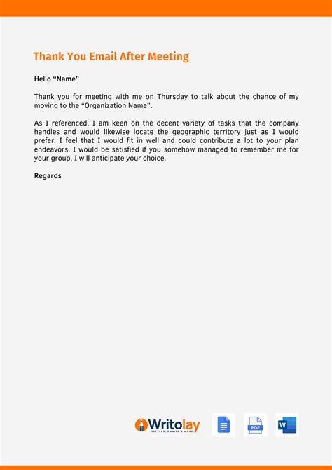 Thank You Letter Business Meeting Template Infoupdate Org