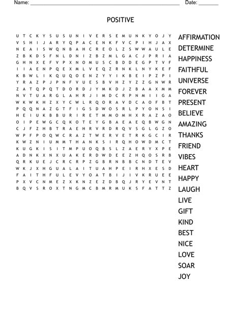 Positive Word Search Wordmint