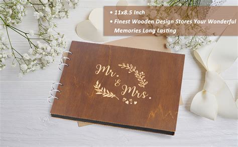 Amazon Creawoo Mr Mrs Wooden Guest Book Album Memory Keepsake