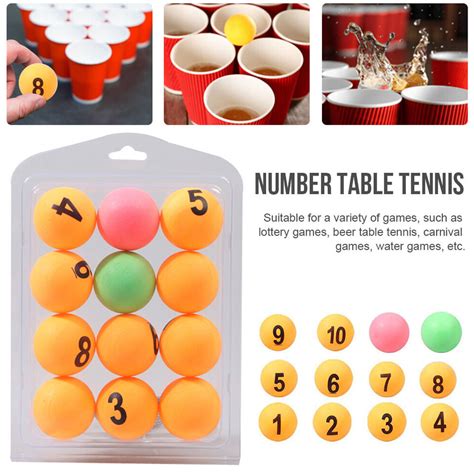 12pcs Color Professional Ping Pong Ball Numbered Pong Raffle Ball 40mm