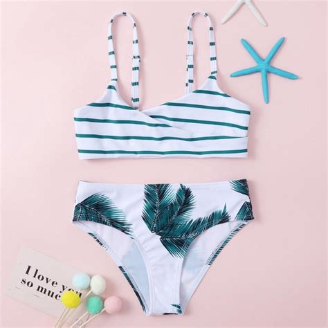 Urmagic Teen Girls Swimsuits Two Piece Swimsuit V Neck Bikini Swimsuit