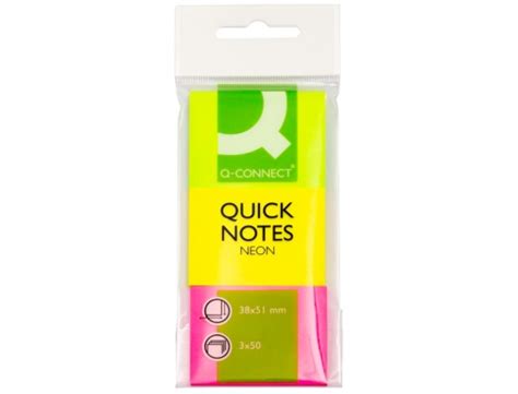 Bloc De Notas Adhesivas Quita Y Pon Qconnect 38x51 Mm Neon Pack Kf01224