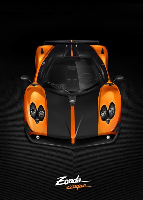 Pagani Zonda Cinque Orange Poster Picture Metal Print Paint By