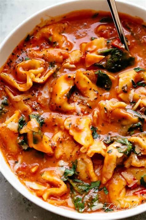 Creamy Tomato Tortellini Soup With Spinach Cafe Delites