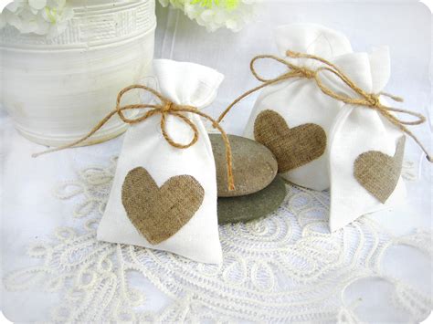 Wedding Favor Bags Set Of White Rustic Linen Wedding Etsy