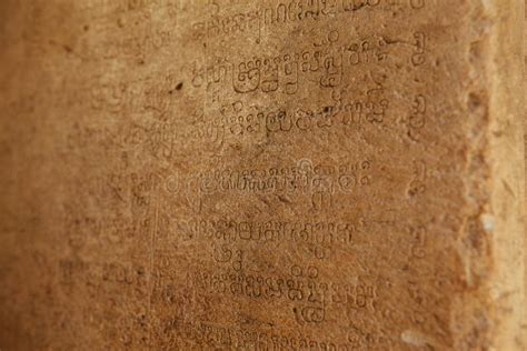 Ancient Cave Inscriptions Of Khmer Civilization In Angkor Wat Temple