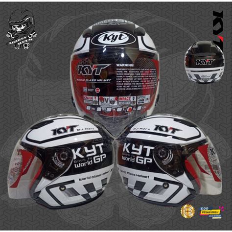 Jual Helm Kyt Dj Maru Motif Black White Half Face Ready Size