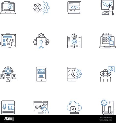 System Security Line Icons Collection Encryption Firewall