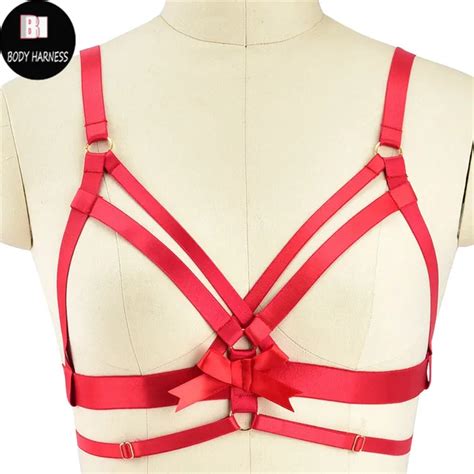 Women Harness Bra Sexy Lingerie Pole Dance Bondage Stockings Belt Black