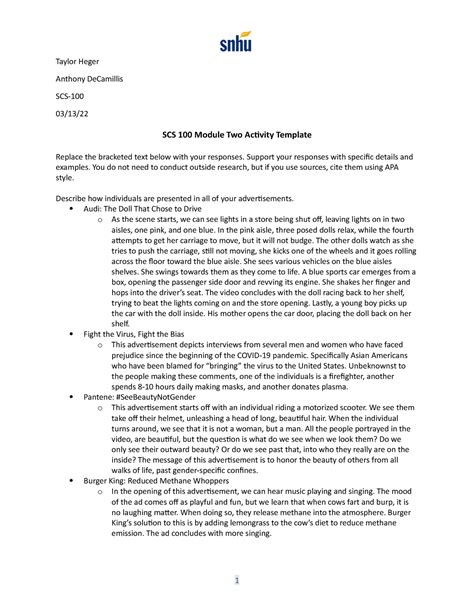 Scs Module Two Activity Template Support Your Responses With