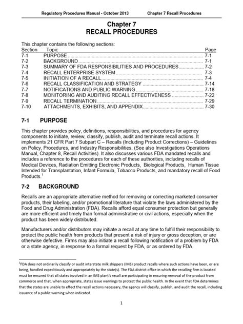 Fda Product Recall Guidance Pdf Food And Drug Administration