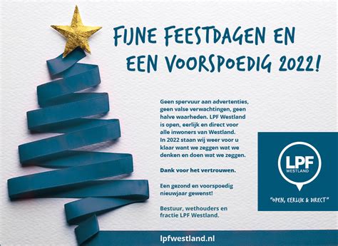 Fijne Feestdagen En Een Voorspoedig Lpf Westland