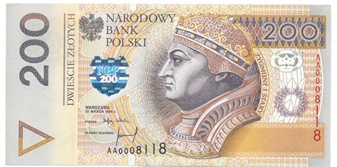 200 złotych 1994 AA 0008118 niski numer